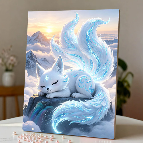 2026新款钻石画雪山九尾狐高颜值手工DIY贴钻画5d满钻十字绣客厅