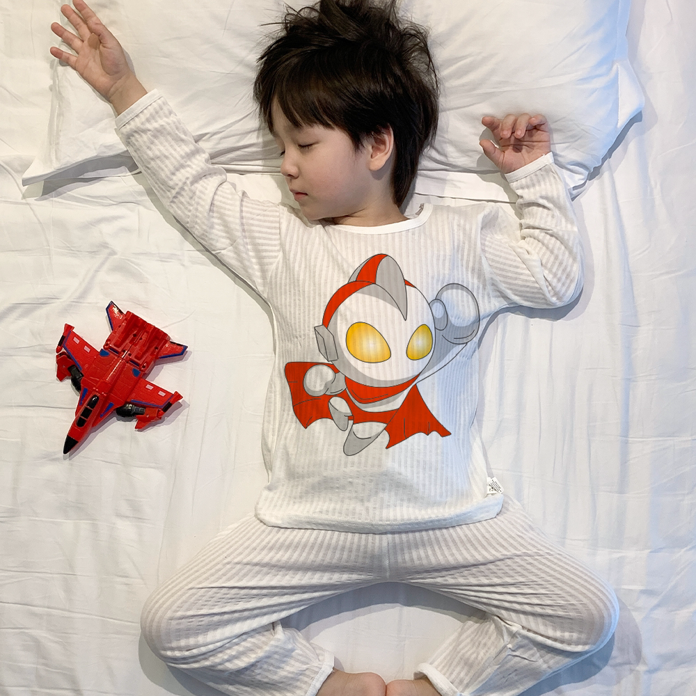 速发儿童睡衣夏季薄款长袖呼吸纯棉男童女童家居服宝宝空调服套装