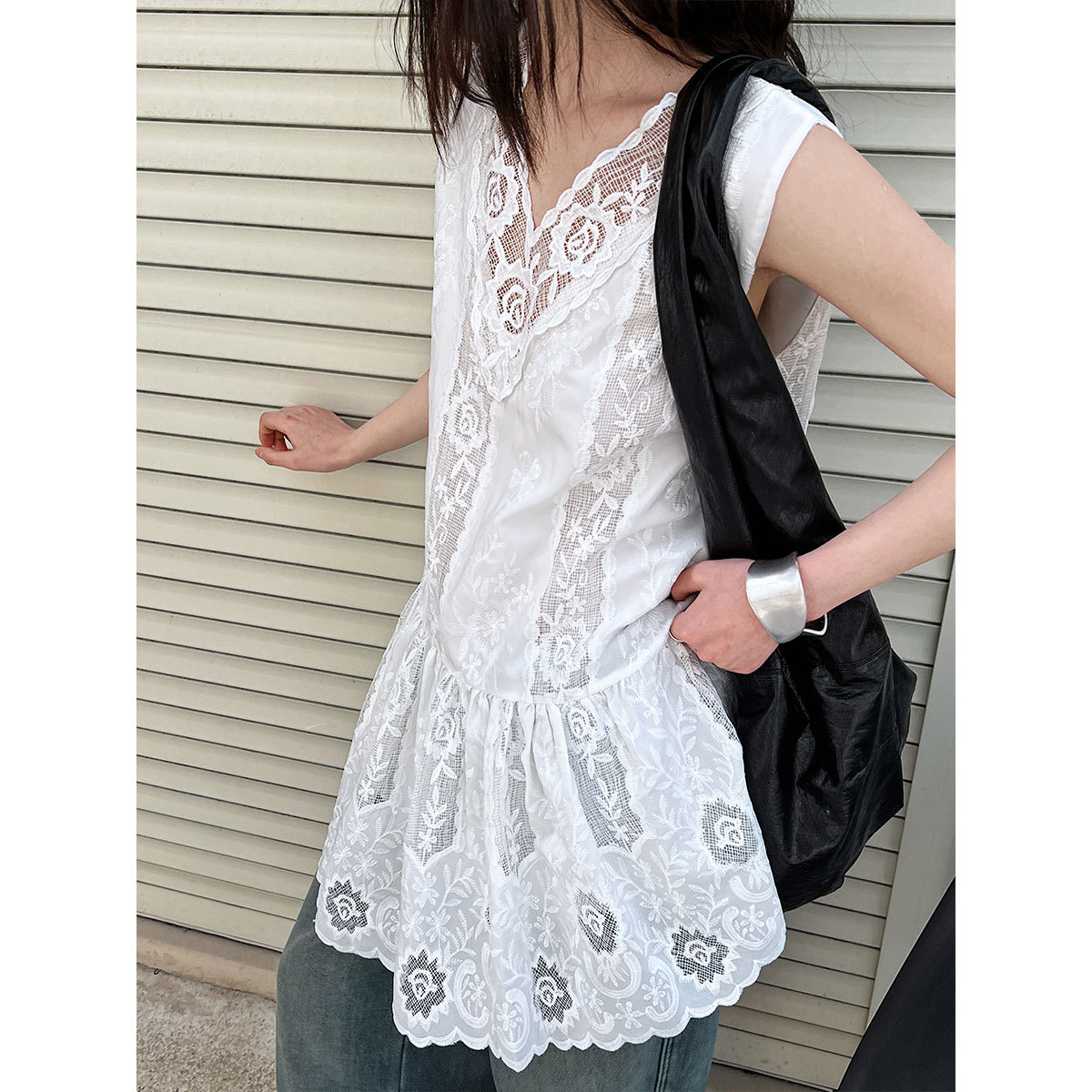 2025法式新品蕾丝刺绣百褶叠穿连衣裙女款芭蕾风时尚拼接背心裙