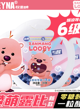 zanmangloopy爆炸薄荷无糖口香糖小海狸露比联名提神醒水果味糖果