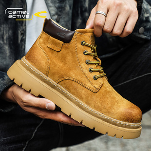 防滑工装 德国骆驼动感马丁靴男士 户外登山鞋 加绒大棉鞋 大黄靴 冬季