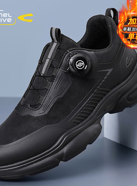 德国骆驼动感男鞋冬季加绒保暖棉鞋黑色户外运动鞋防水防滑休闲鞋