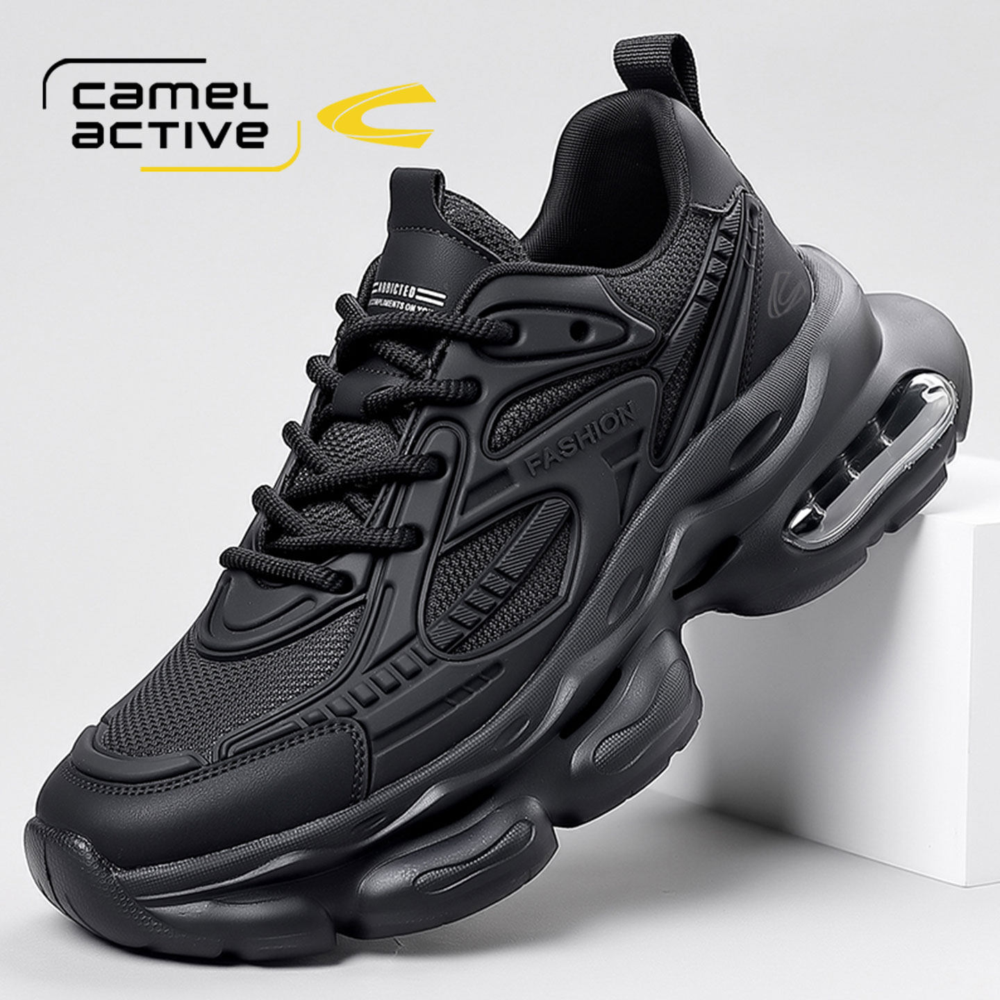 德国骆驼动感鞋子男鞋秋季爆款炸街黑色老爹鞋减震气垫运动跑步鞋