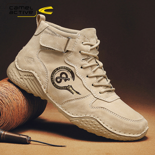 户外运动徒步登山鞋 德国骆驼动感高帮男鞋 雪地靴男士 加绒棉鞋 冬季