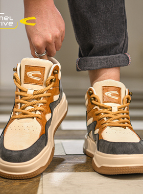 德国骆驼动感高帮鞋男鞋2025新款冬季加绒保暖大棉鞋男生休闲板鞋