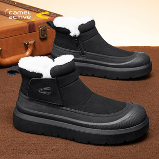 羊毛加绒加厚防寒皮毛一体东北大棉鞋 德国骆驼动感雪地靴男士 冬季
