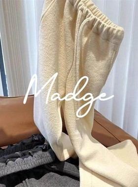 S.andro Madge自留款！版型超赞慵懒风白色软糯加厚直筒阔腿裤子