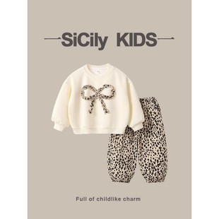 豹纹休闲时髦穿搭洋气套头儿童秋装 SiCily 款 女童春秋季 衣服 Kids