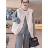 法国Rixo Kelly皮毛一体羊羔毛马甲外套加厚保暖毛毛坎肩马夹背心