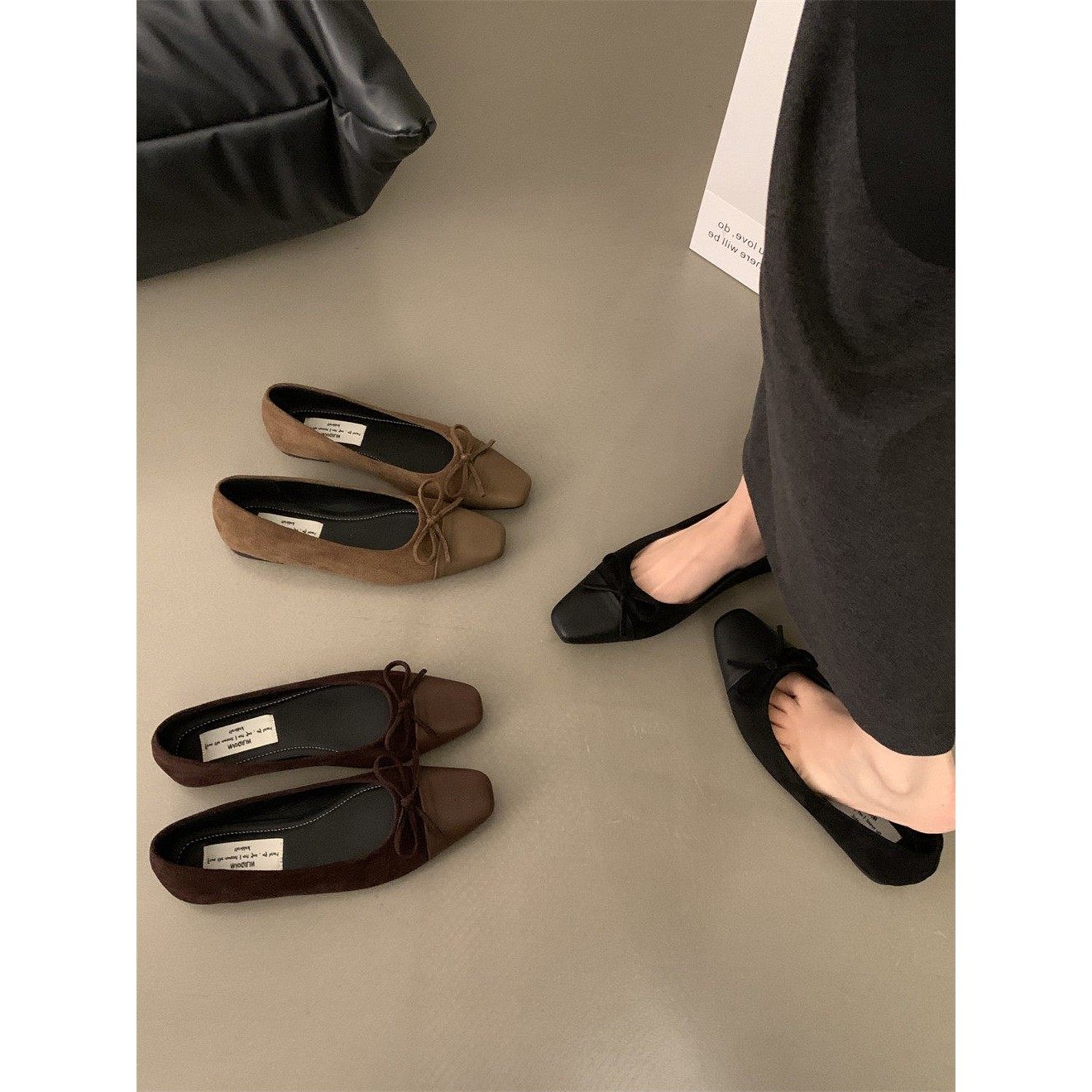 潮牌覆古温柔蝴蝶结平底瓢鞋奶奶鞋春夏法式软底单鞋女鞋黑色鞋子,女鞋,浅口单鞋,淘宝优惠券,粉丝福利购,淘宝优惠卷