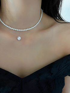 胡曼黎同款项链2ct莫桑石通体S925银简约高级清冷感隐形锁骨链