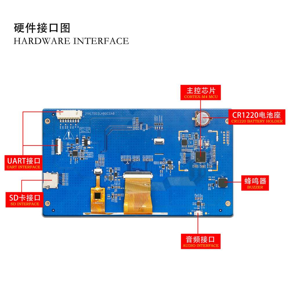 7寸串口屏1024x600电容触摸屏HMI二次开发usart通讯TTL/232工控用