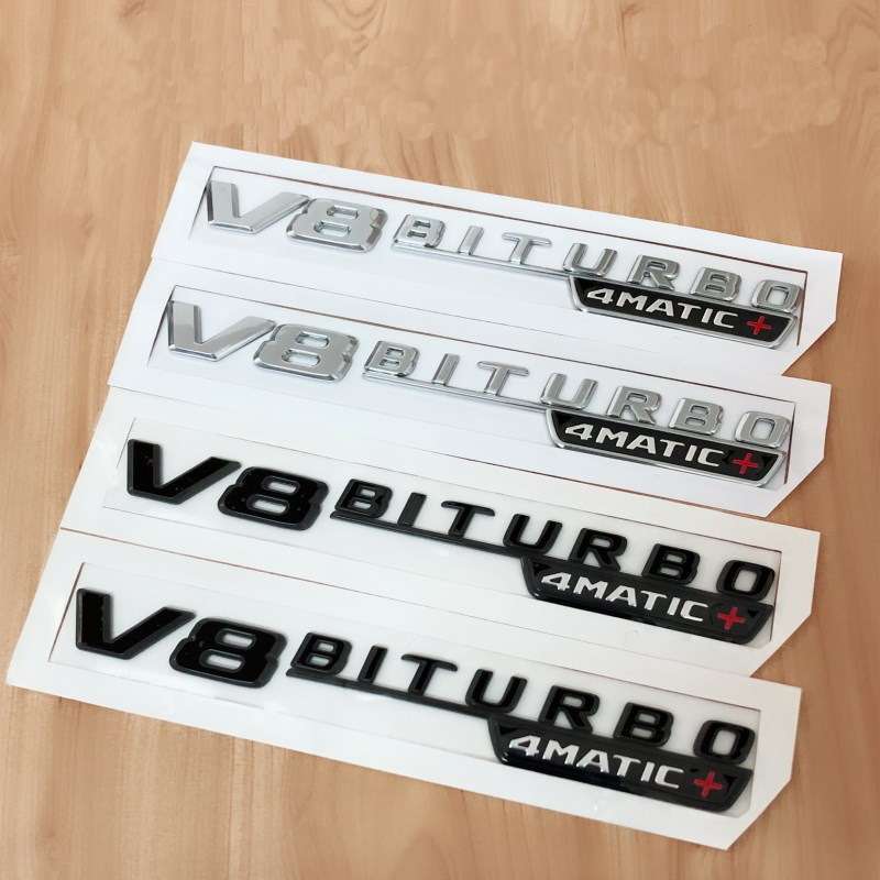 适用奔驰改装AMG翼子板侧标V8 BITURBO4MATIC+车门字标叶子板车贴