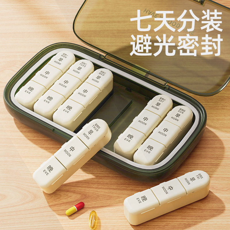 药盒便携一周七天吃药提醒药物收