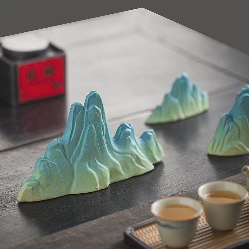 新中式陶瓷假山小摆件微景鱼缸水族造景玄关锦绣江山摆设装饰品