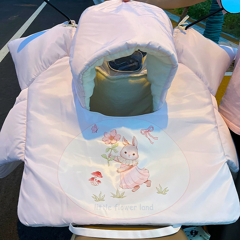 亲子款电动车挡风被带小孩2025