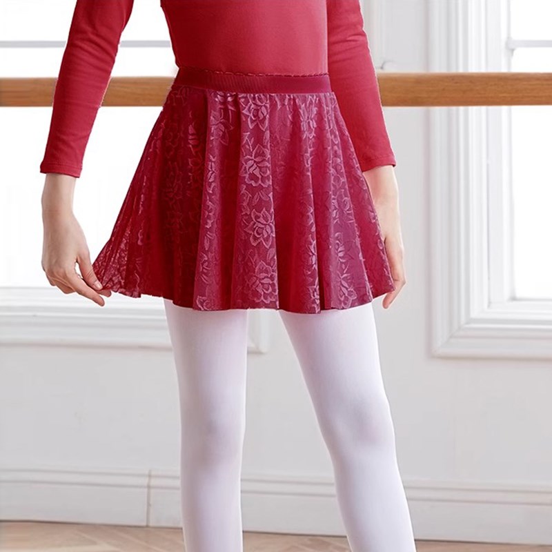 儿童蕾丝半身裙公主裙夏季芭蕾舞练功裙舞蹈服白色黑色跳舞短裙子