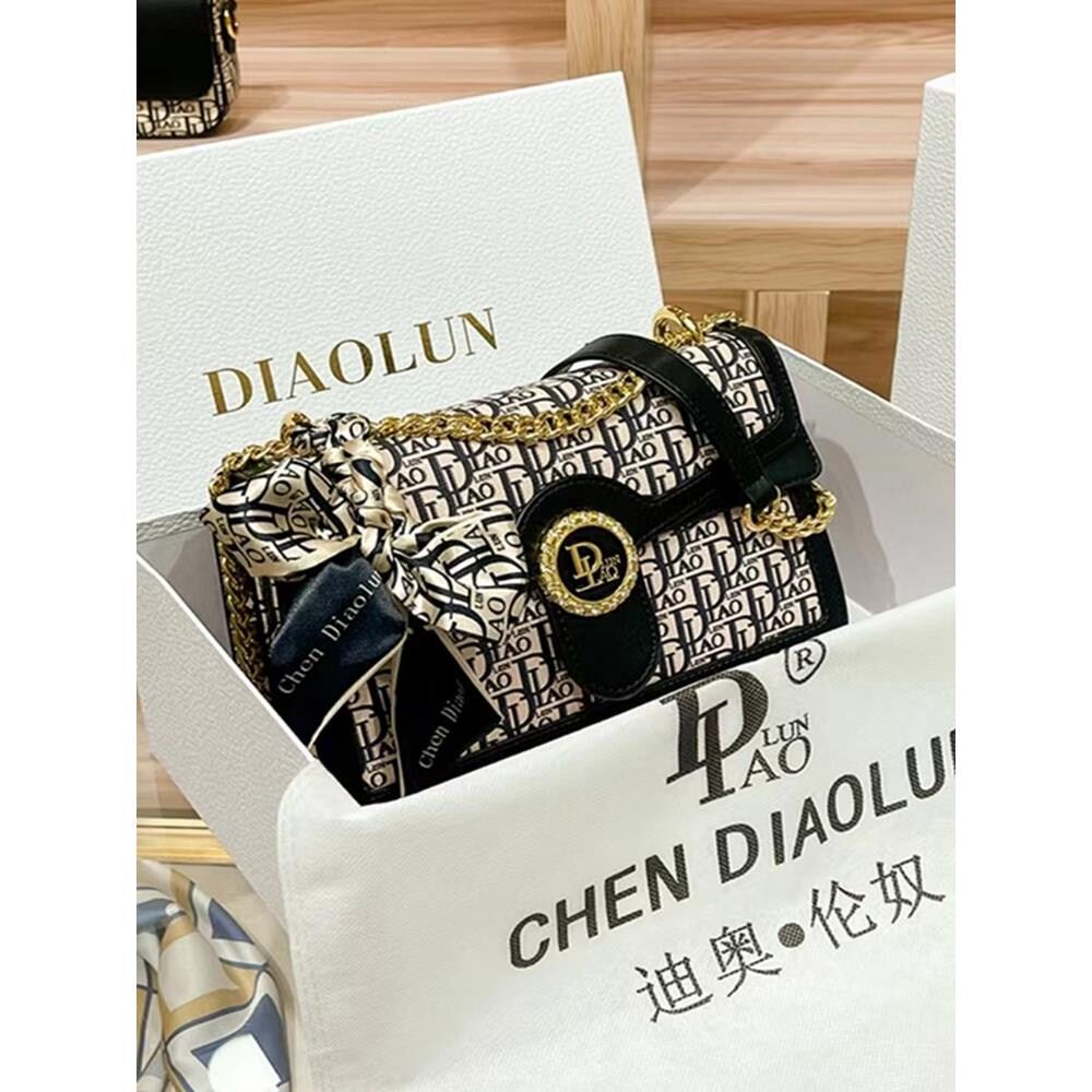 酒神包女迪奥伦奴真皮女包新款斜挎包包老花高级感链条腋下小方包