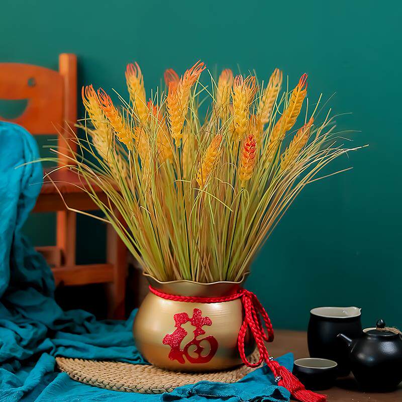 仿真麦子摆件开业金麦穗小麦花束金黄大麦干花装饰假稻穗水稻道具