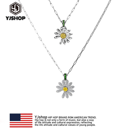 权志龙同款小雏菊满钻吊坠项链