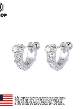 钛钢F316植入级超闪D型锆石耳钉男女耳骨钉螺丝扣免摘耳环送礼物
