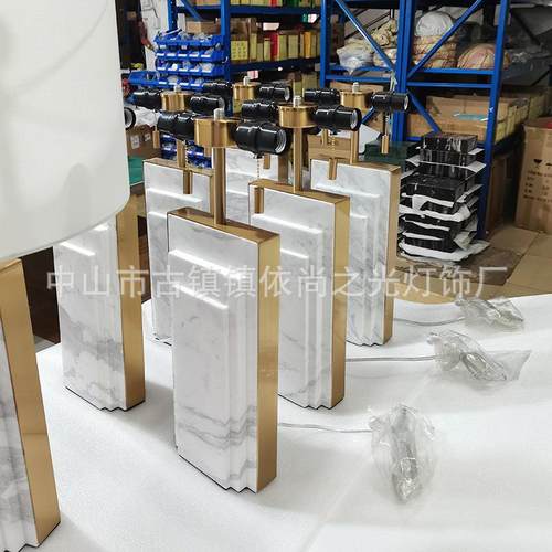 新中式现代大理石方形灯设计具TD823样师房客厅书房床头艺术主卧