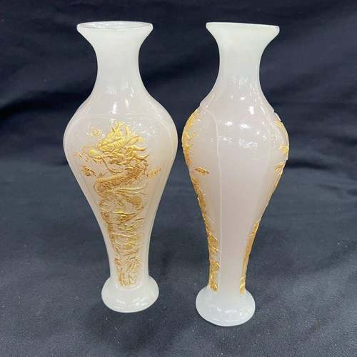 装夜光凤花瓶摆客件厅酒柜UDT饰品仿古浮雕龙书房仿真