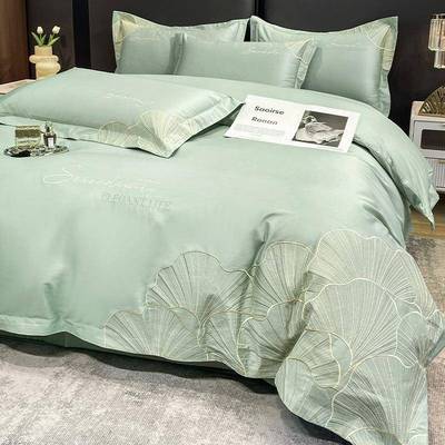 轻奢225新款全棉粉红色四件100纯棉单绣花被11013/4/套家纺床床上