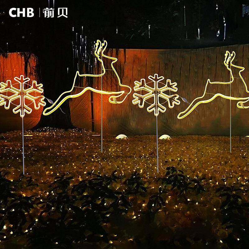 节日造灯型L飞ED无品牌/雪花图案饰灯圣诞鹿动物灯广场公园亮化景