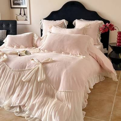 沃6享202秋冬新32103款公主风加厚高重全消光尔婴克儿绒四件套爱