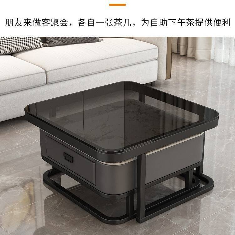 轻奢茶几客厅2025新款家用现代简约小户型方形岩板茶几电视柜组合
