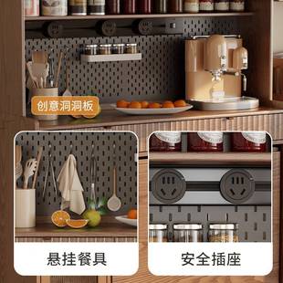 一柜物柜餐体桌厅靠墙35917橱柜折叠餐桌实木餐边柜带储客高餐厅