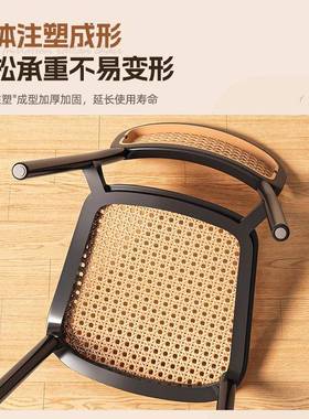 藤舒编塑料子家用BUF可叠放餐椅休闲靠椅靠背背小户型椅户外适椅