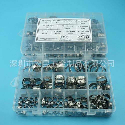 121pc喉304不锈钢喉单耳无s极箍卡箍软管夹美式箍组BWF合套装盒装