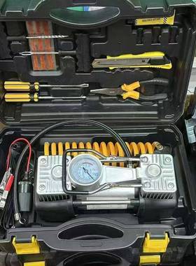 车载打充率气气泵小轿车便携式汽车用轮胎大66766功双缸电动泵12V