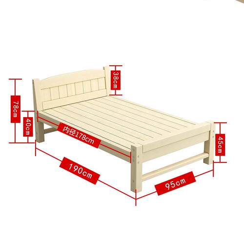 经济型实木床.5米松1木双人现代简约1.m出房单人床租90cm2无品牌/