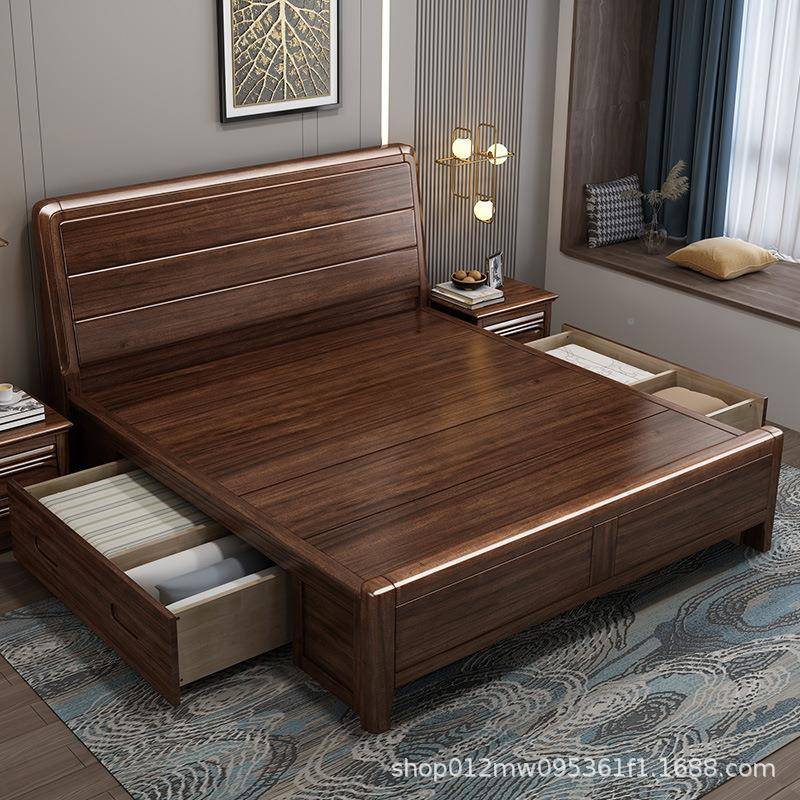 木实木胡桃体储物1米床无品牌/2单人床135cm宽的不占地方小户型箱