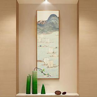 仕女图新中式挂道装饰画客厅水XL-021山壁画四联画中国风酒店过玄