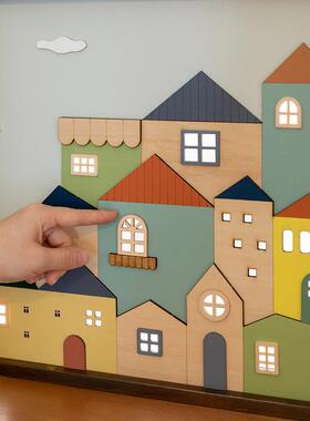 斯依日系原木客厅挂墙电表装饰画走IAW廊卧室床头儿童房餐厅画壁