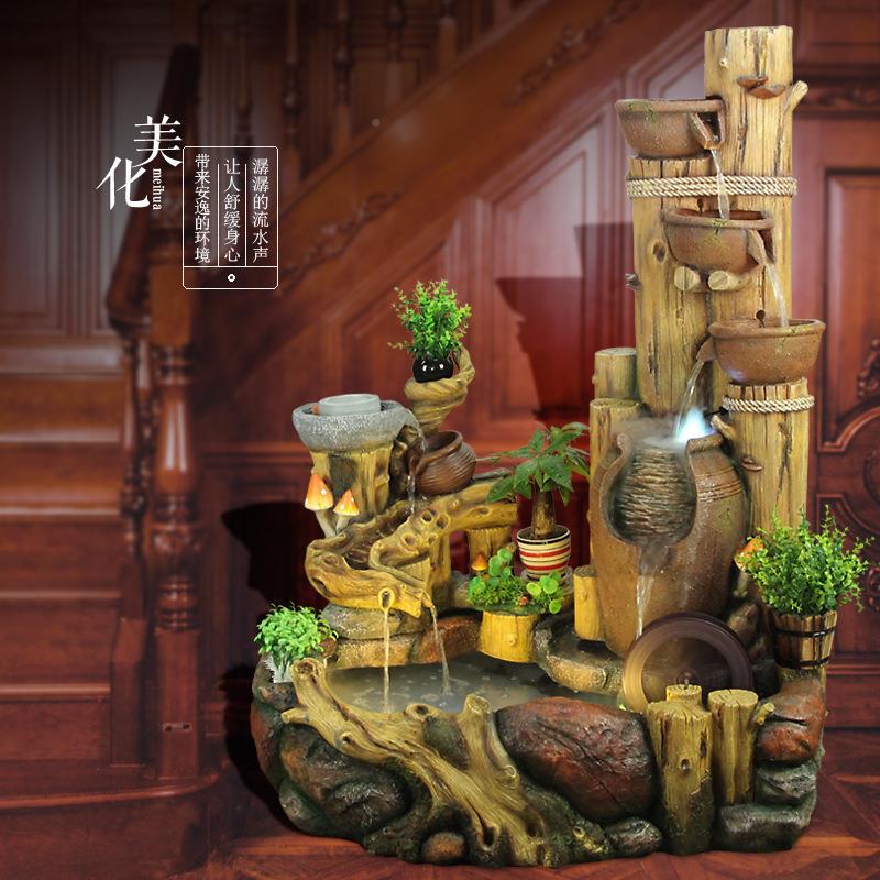 田园饰喷泉品流水摆件客厅无品牌/庭院招池财鱼落地家居风水轮加