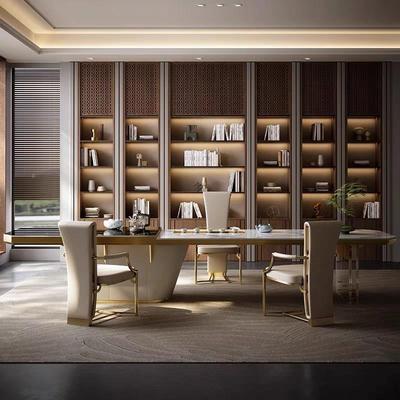 轻奢岩板茶VUO桌椅组合现代简办茶公室家用客厅别墅大约平层一体