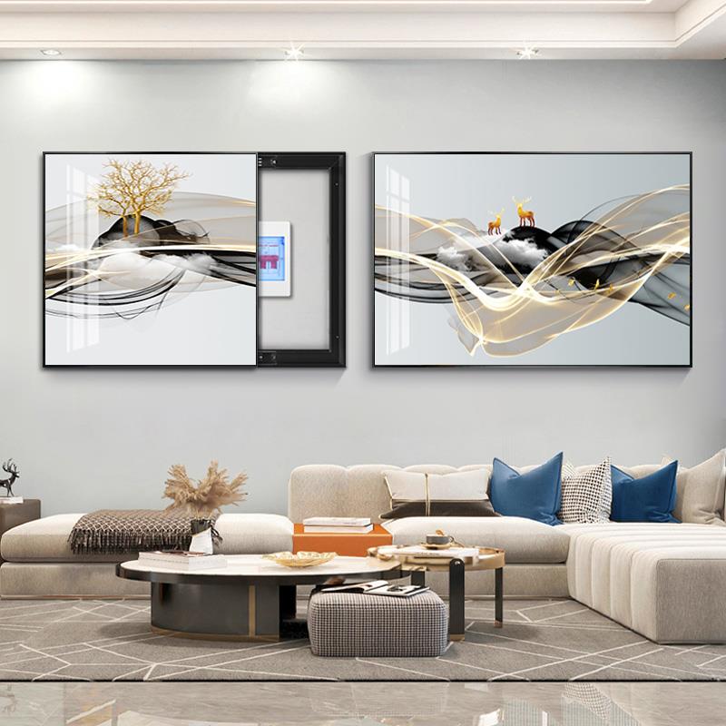 电表箱两联装饰画免打孔现代简约客厅配电箱开关专用一体遮挡挂画