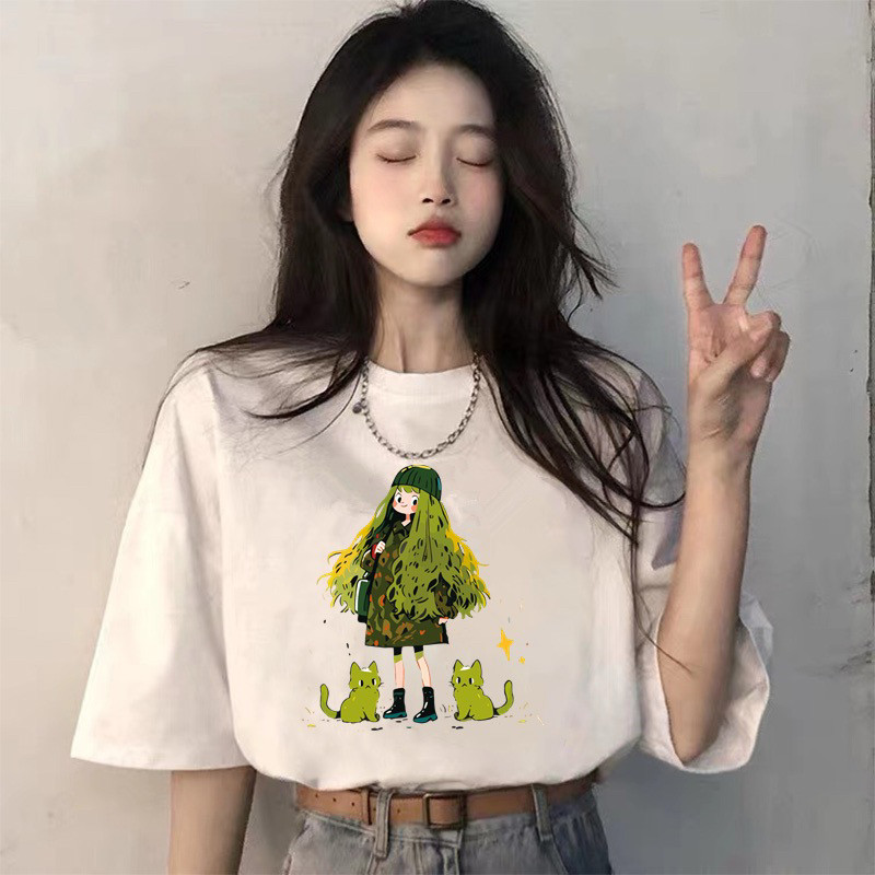 100%纯棉宽松印花夏季爆款夏装短袖体恤新款显瘦半袖学生T恤女ins