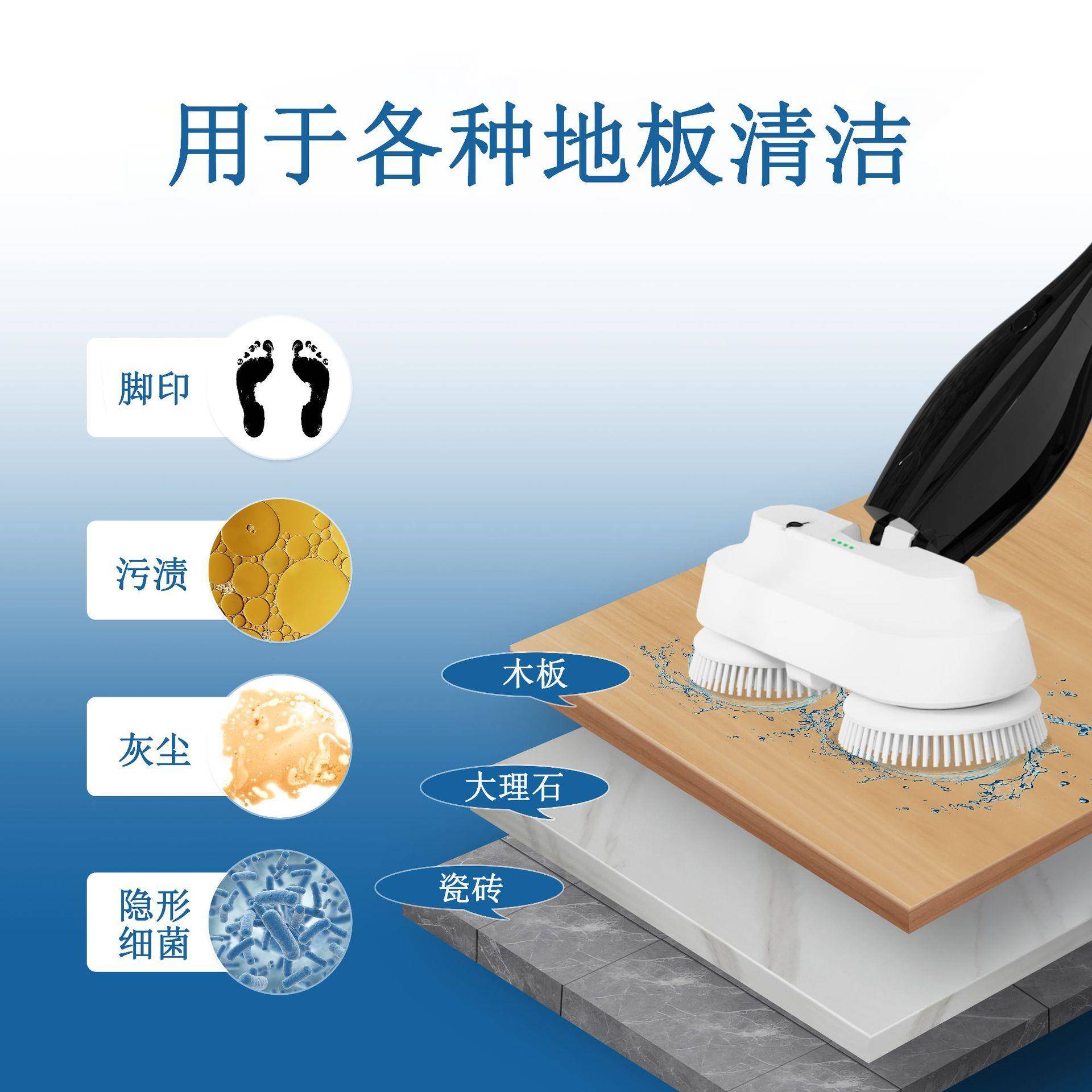 2025新款跨境电动手持清洁厨房双刷盘清洁刷现货多功能喷液清洁拖