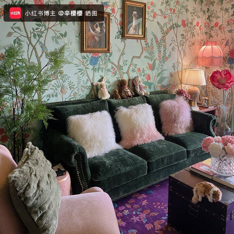 W7古美式布艺沙发小复户厅型客可拆洗大三发人四TUX人位沙组