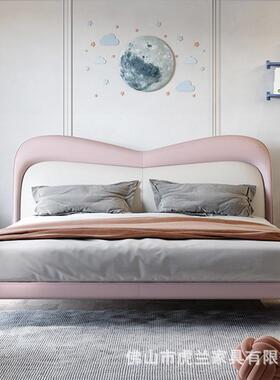 儿童床男ODN生孩女意孩女单人床美式创1设计女童床1.5米.2M软包皮