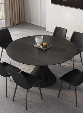 轻奢岩板餐桌HSCV-1转可旋伸缩圆两圆饭桌简约现方代小户型餐桌椅