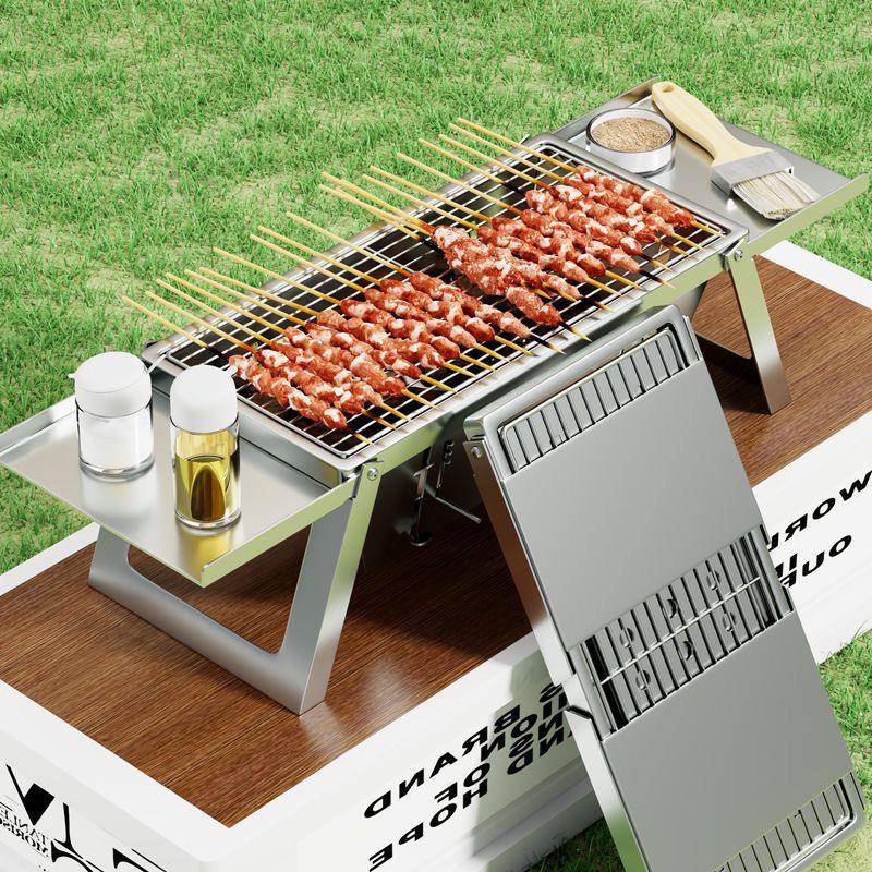 不锈钢折叠烧烤炉家肉用户子外木炭烤串便携捷秒收纳614快烤架碳