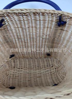 藤编OBP手提篮物篮野餐篮带提储物篮文手件篮办公室篮化妆购篮