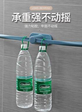 巾架卫生间简约痕WUF收纳置无物架浴室免塑打孔料毛创意单杆浴巾
